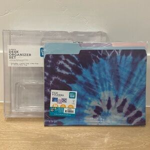 Pen+Gear Acrylic 3-Piece Organization Set & Tie Dye File Folders, 6 Count Bundle